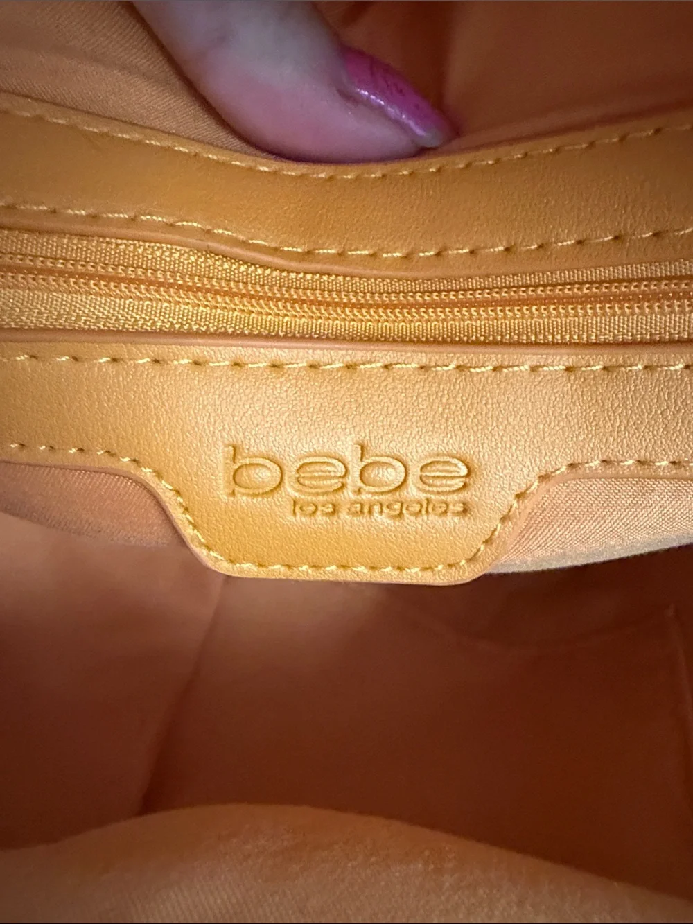 bebe Orange Backpack with Metallic Logo